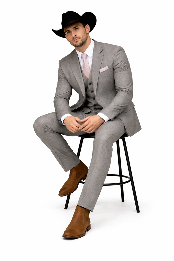 Grey and Pink Suits Including Shirt and Tie Modern Fit