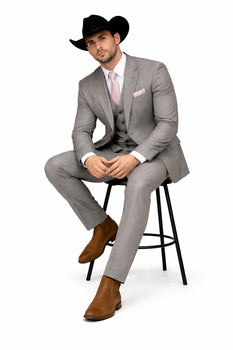 Grey and Pink Suits Including Shirt and Tie