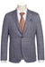 "Sophisticated Prom and Wedding Attire: Grey Blue Windowpane Plaid Pelago Half Canvas Sport Coat Blazer"
