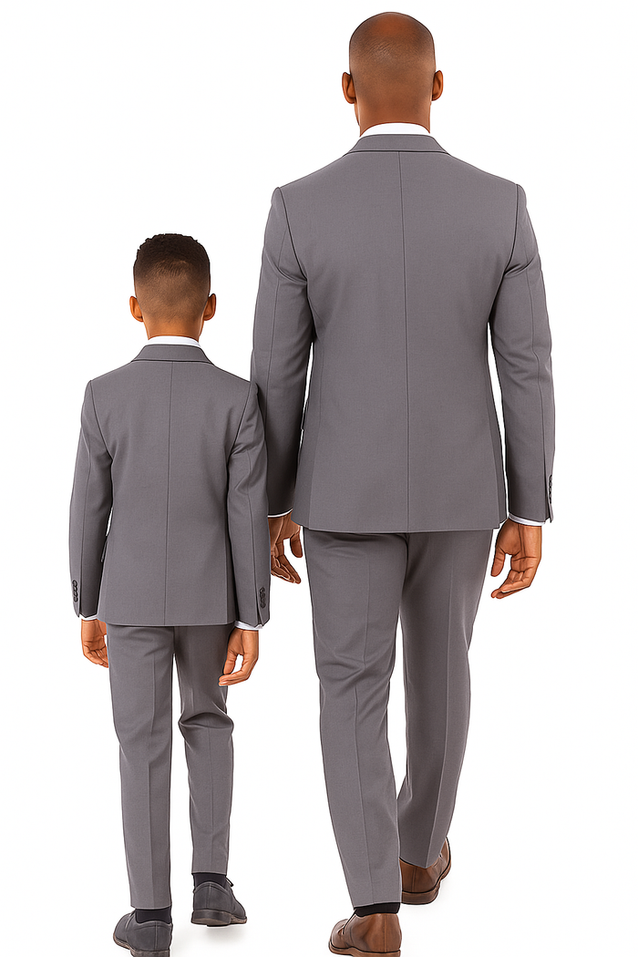 Father and Son Suits - Grey Boys Suit Perry Ellis Vested Boy's Wedding Suit in Medium Grey - Image 3