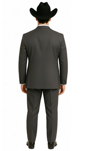 Grey~Gray 2 button  collar or Formal Suit & Dinner Jacker or Blazer with Black Edge Trim  Fashion Tuxedo For Men - Image 2