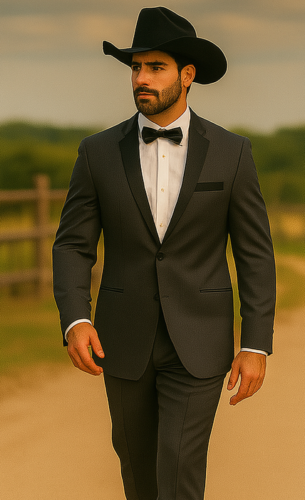 Grey~Gray 2 button  collar or Formal Suit & Dinner Jacker or Blazer with Black Edge Trim  Fashion Tuxedo For Men