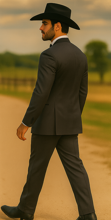 Grey~Gray 2 button  collar or Formal Suit & Dinner Jacker or Blazer with Black Edge Trim  Fashion Tuxedo For Men
