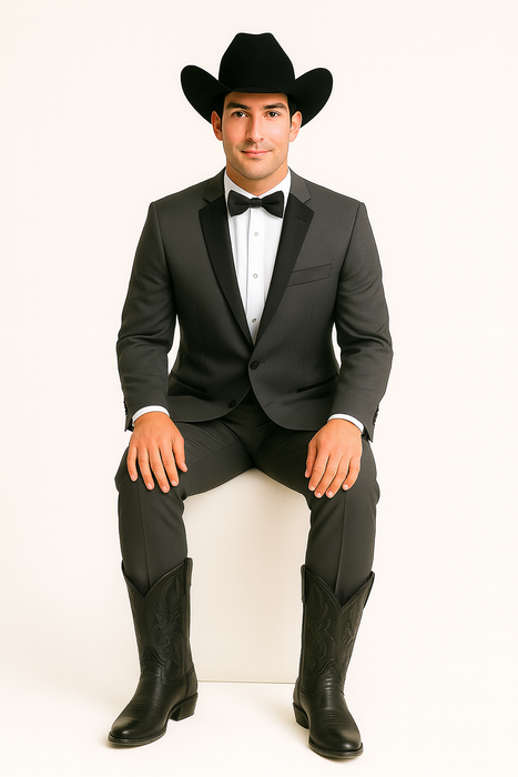 Grey~Gray 2 button  collar or Formal Suit & Dinner Jacker or Blazer with Black Edge Trim  Fashion Tuxedo For Men