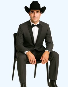 Grey~Gray 2 button  collar or Formal Suit & Dinner Jacker or Blazer with Black Edge Trim  Fashion Tuxedo For Men - Image 4