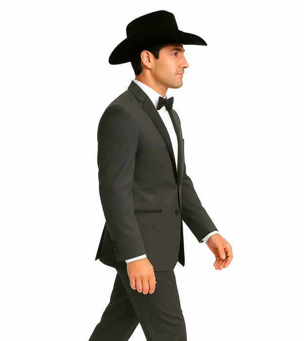 Grey~Gray 2 button  collar or Formal Suit & Dinner Jacker or Blazer with Black Edge Trim  Fashion Tuxedo For Men