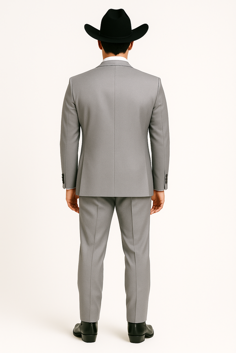 Grey~Gray 2 Button Collar Or Formal Suit & Dinner Jacker Or Blazer With Black Edge Trim Fashion Tuxedo For Men SA-M141s