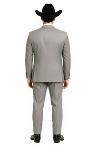 Grey~Gray 2 Button Collar Or Formal Suit & Dinner Jacker Or Blazer With Black Edge Trim Fashion Tuxedo For Men SA-M141s - Image 2