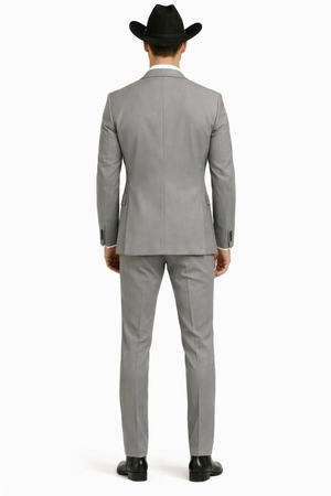 Grey~Gray 2 Button Collar Or Formal Suit & Dinner Jacker Or Blazer With Black Edge Trim Fashion Tuxedo For Men SA-M141s