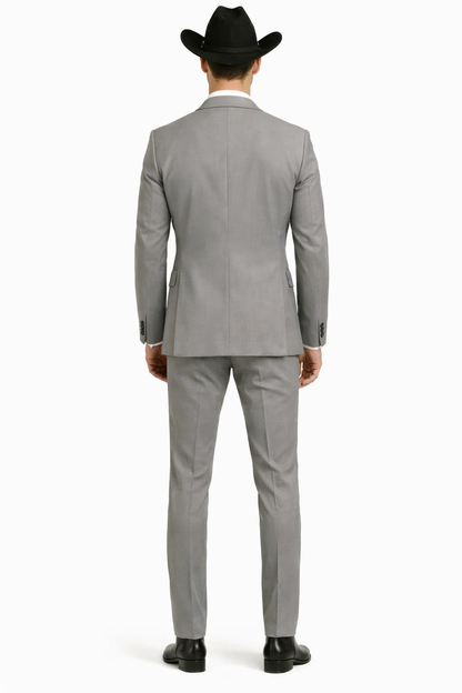 Grey~Gray 2 Button Collar Or Formal Suit & Dinner Jacker Or Blazer With Black Edge Trim Fashion Tuxedo For Men SA-M141s