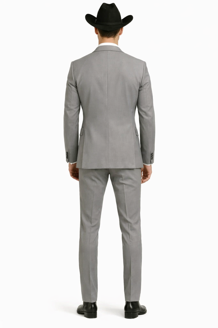Grey~Gray 2 Button Collar Or Formal Suit & Dinner Jacker Or Blazer With Black Edge Trim Fashion Tuxedo For Men SA-M141s