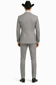 Grey~Gray 2 Button Collar Or Formal Suit & Dinner Jacker Or Blazer With Black Edge Trim Fashion Tuxedo For Men SA-M141s