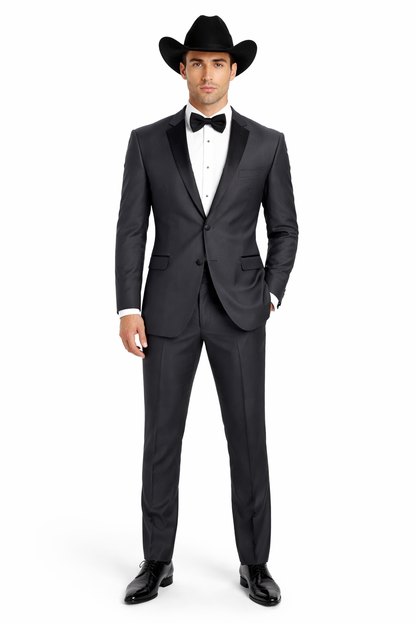 Grey~Gray 2 button  collar or Formal Suit & Dinner Jacker or Blazer with Black Edge Trim  Fashion Tuxedo For Men