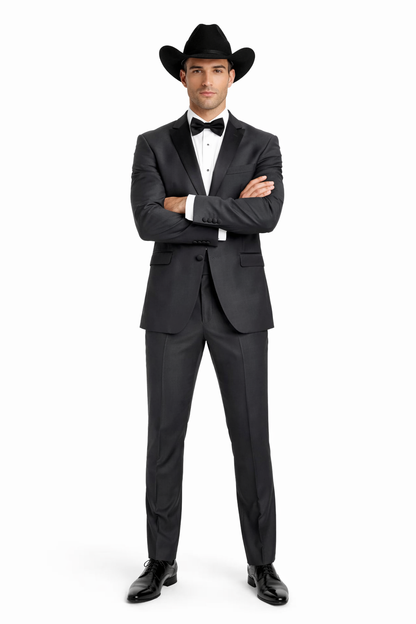 Grey~Gray 2 button  collar or Formal Suit & Dinner Jacker or Blazer with Black Edge Trim  Fashion Tuxedo For Men