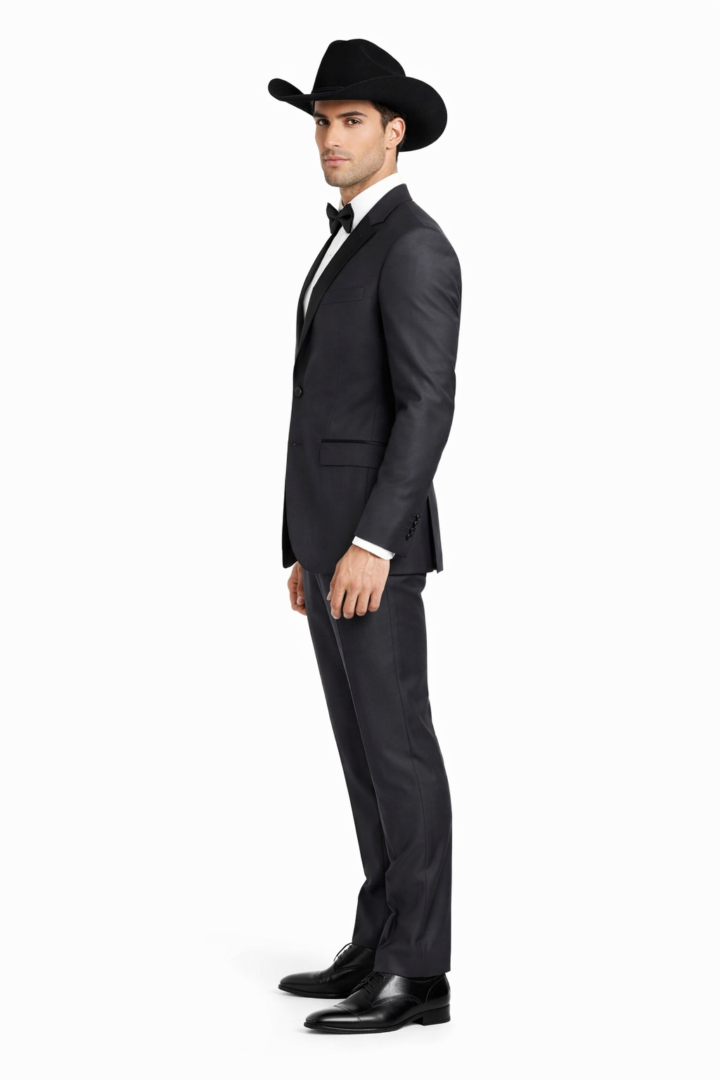 Grey~Gray 2 button  collar or Formal Suit & Dinner Jacker or Blazer with Black Edge Trim  Fashion Tuxedo For Men