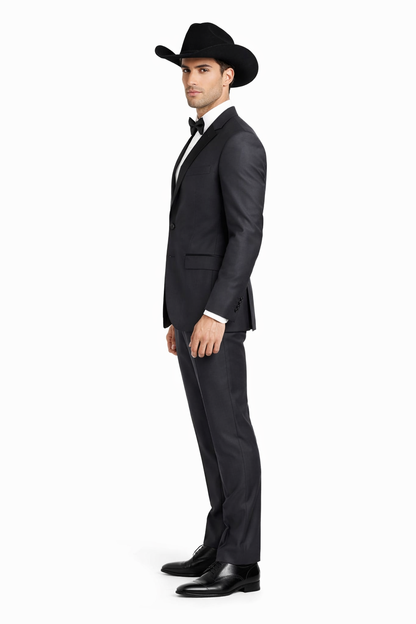 Grey~Gray 2 button  collar or Formal Suit & Dinner Jacker or Blazer with Black Edge Trim  Fashion Tuxedo For Men