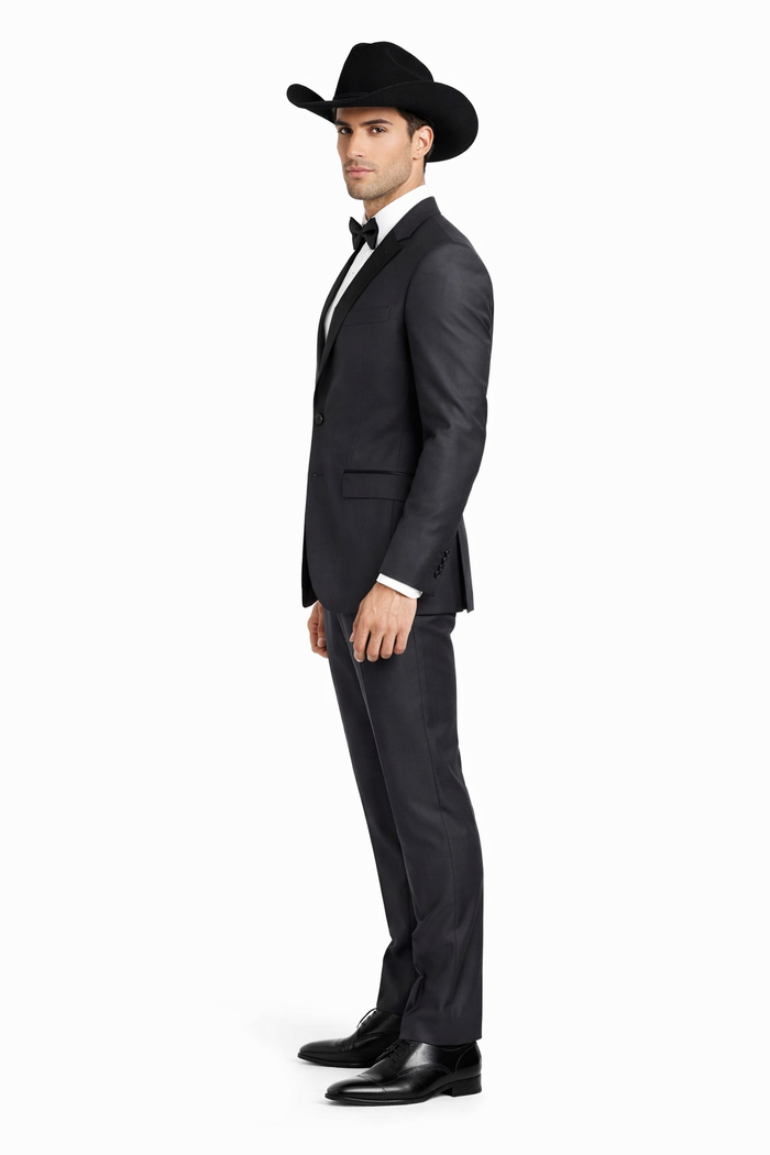 Grey~Gray 2 button  collar or Formal Suit & Dinner Jacker or Blazer with Black Edge Trim  Fashion Tuxedo For Men