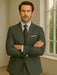 Wool Suit - Italian Made Business Suit by Statement Men's 2 Piece 100% Wool Modern Fit Suit - Subtle Windowpane