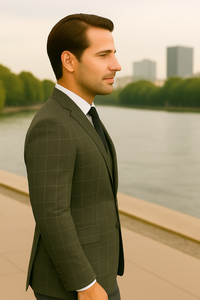 Wool Suit - Italian Made Business Suit by Statement Men's 3 Piece 100% Wool Modern Fit Suit - Fashion Pattern