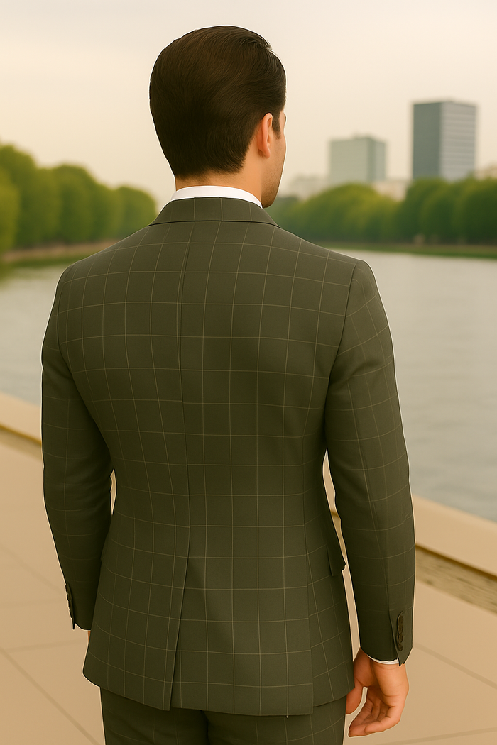 Wool Suit - Italian Made Business Suit by Statement Men's 3 Piece 100% Wool  Suit - Fashion Pattern Modern Fit