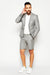 Men'S Linen Fabric Summer Business Suits With Shorts Pants Set (Sport Coat Looking) Grey - Mens Linen Suit
