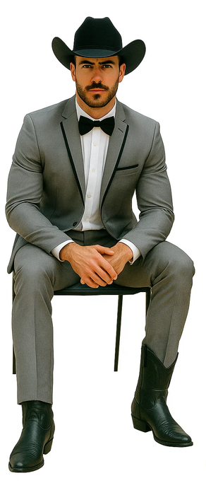 Grey~Gray 2 Button Collar Or Formal Suit & Dinner Jacker Or Blazer With Black Edge Trim Fashion Tuxedo For Men SA-M141s