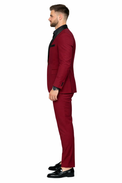 Burgundy Prom Tuxedo - Wedding Suit - Groom Tuxedo Suit - Image 3