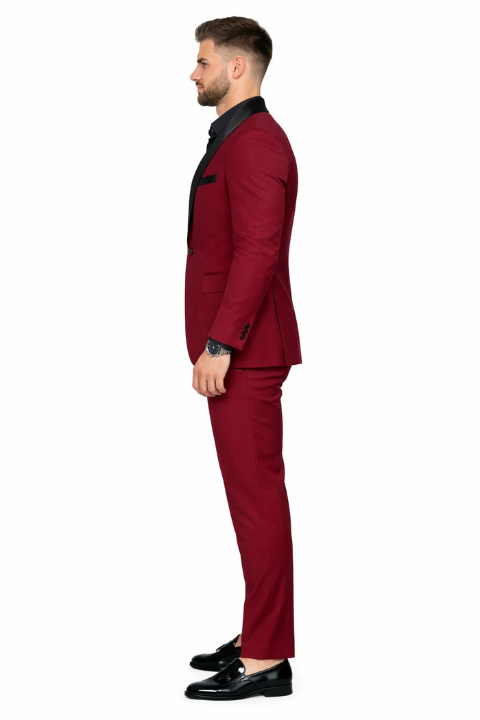 Burgundy Prom Tuxedo - Wedding Suit - Groom Tuxedo Suit - Image 3