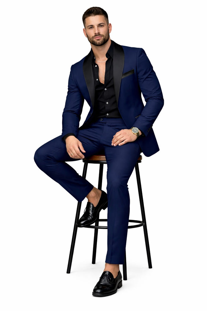 Dark Blue Prom Tuxedo - Wedding Suit - Groom Tuxedo Suit - Image 5