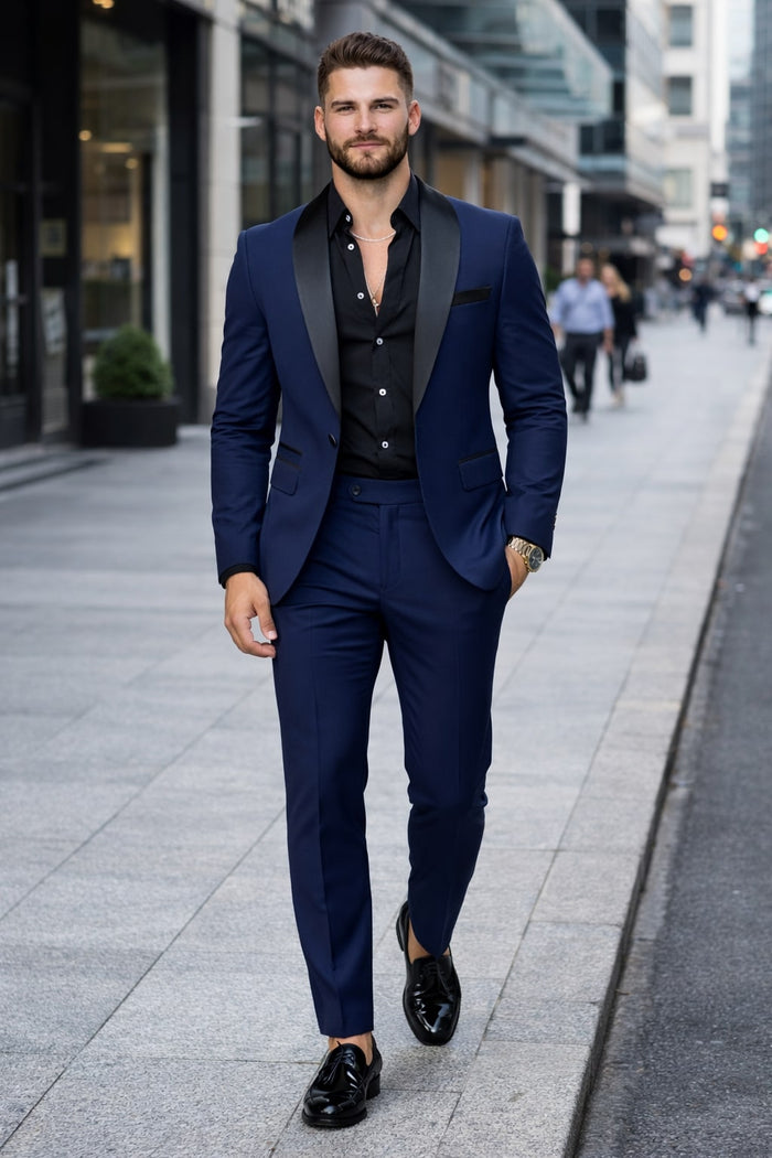 Dark Blue Prom Tuxedo - Wedding Suit - Groom Tuxedo Suit - Image 7