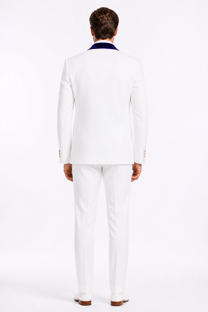 Wedding Tuxedo - Groom Suit - White and Royal Blue Prom Suit