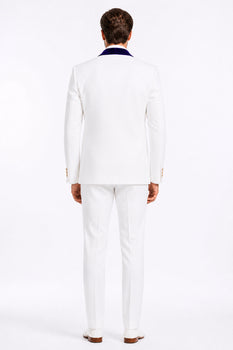 Wedding Tuxedo - Groom Suit - White and Royal Blue Prom Suit