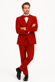 Italian Red Wool 3-Piece Modern Fit Tuxedo - Image 8
