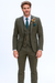 SKU#JA60784 Groomsmen Tweed Suit - Green Herringbone Western Suit - Traje Para Hombre