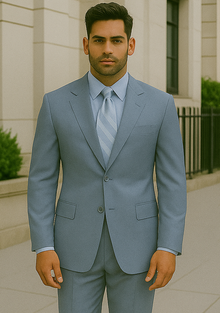 Groomsmen Suits R&H 2 Button Side Vents Modern Fit Suits Jacket With Flat Front Pants Super 150 Business ~ Wedding 2 Piece Side Vented Suit Separate - 100% Percent Wool Fabric Suit - Worsted Wool Business Suit