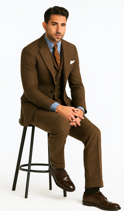 groomsmen-tweed-suit-brown-herringbone-western-suit