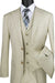 Stretch Fabric - Slim Fit - Mens Vested 2 Button Wide Peak Lapel Textured Summer Suit in Putty -  Sand Light Tan Color