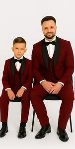 Hampton Stacy Adams Kids Burgundy Five Piece Set Tuxedo