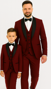 Hampton Stacy Adams Kids Burgundy Five Piece Set Tuxedo