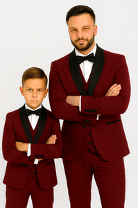 Hampton Stacy Adams Kids Burgundy Five Piece Set Tuxedo