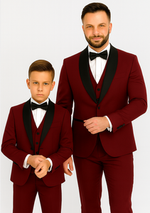 Hampton Stacy Adams Kids Burgundy Five Piece Set Tuxedo