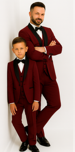 Hampton Stacy Adams Kids Burgundy Five Piece Set Tuxedo