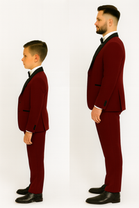 Hampton Stacy Adams Kids Burgundy Five Piece Set Tuxedo