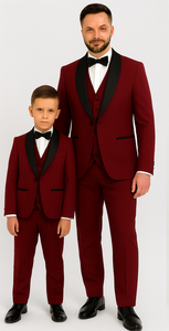Hampton Stacy Adams Kids Burgundy Five Piece Set Tuxedo