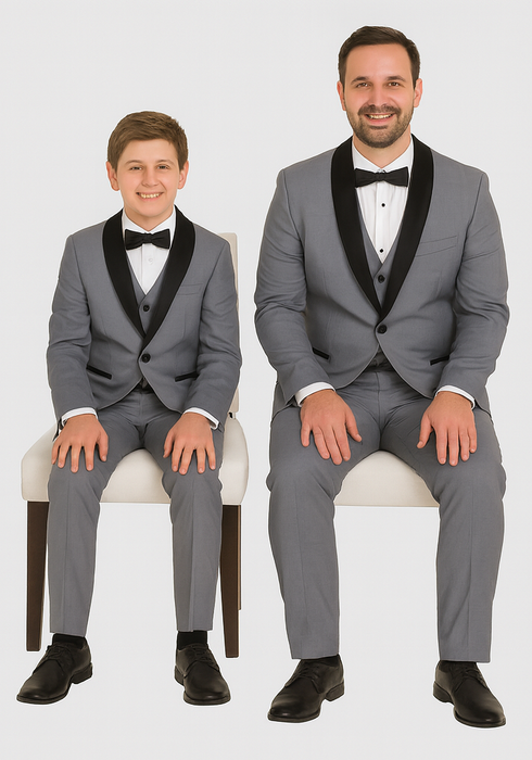 Hampton Stacy Adams Kids Five Piece Set Grey Tuxedo