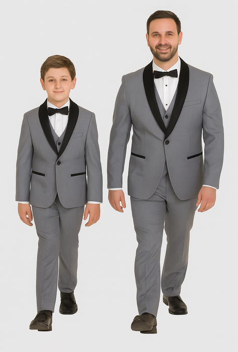 Hampton Stacy Adams Kids Five Piece Set Grey Tuxedo