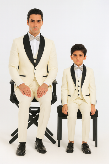 Hampton Stacy Adams Kids Five Piece Set Ivory Tuxedo - Image 4