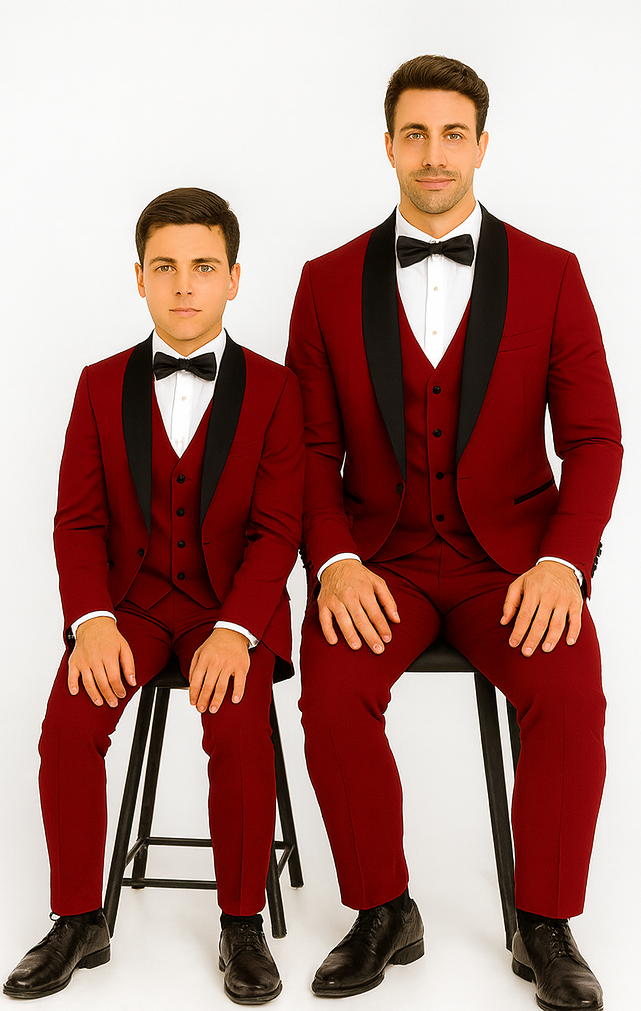 Hampton Stacy Adams Kids Red Five Piece Set Tuxedo - Image 8