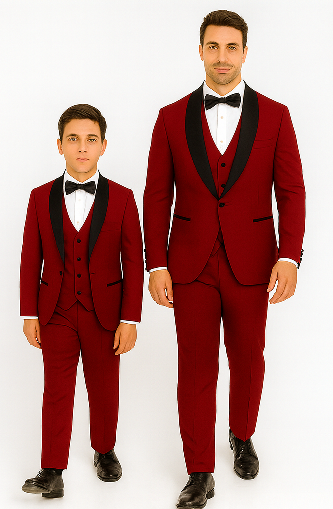 Hampton Stacy Adams Kids Red Five Piece Set Tuxedo - Image 9