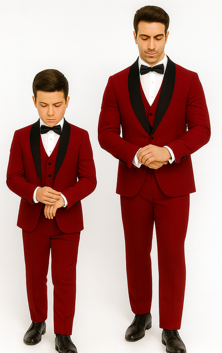 Hampton Stacy Adams Kids Red Five Piece Set Tuxedo